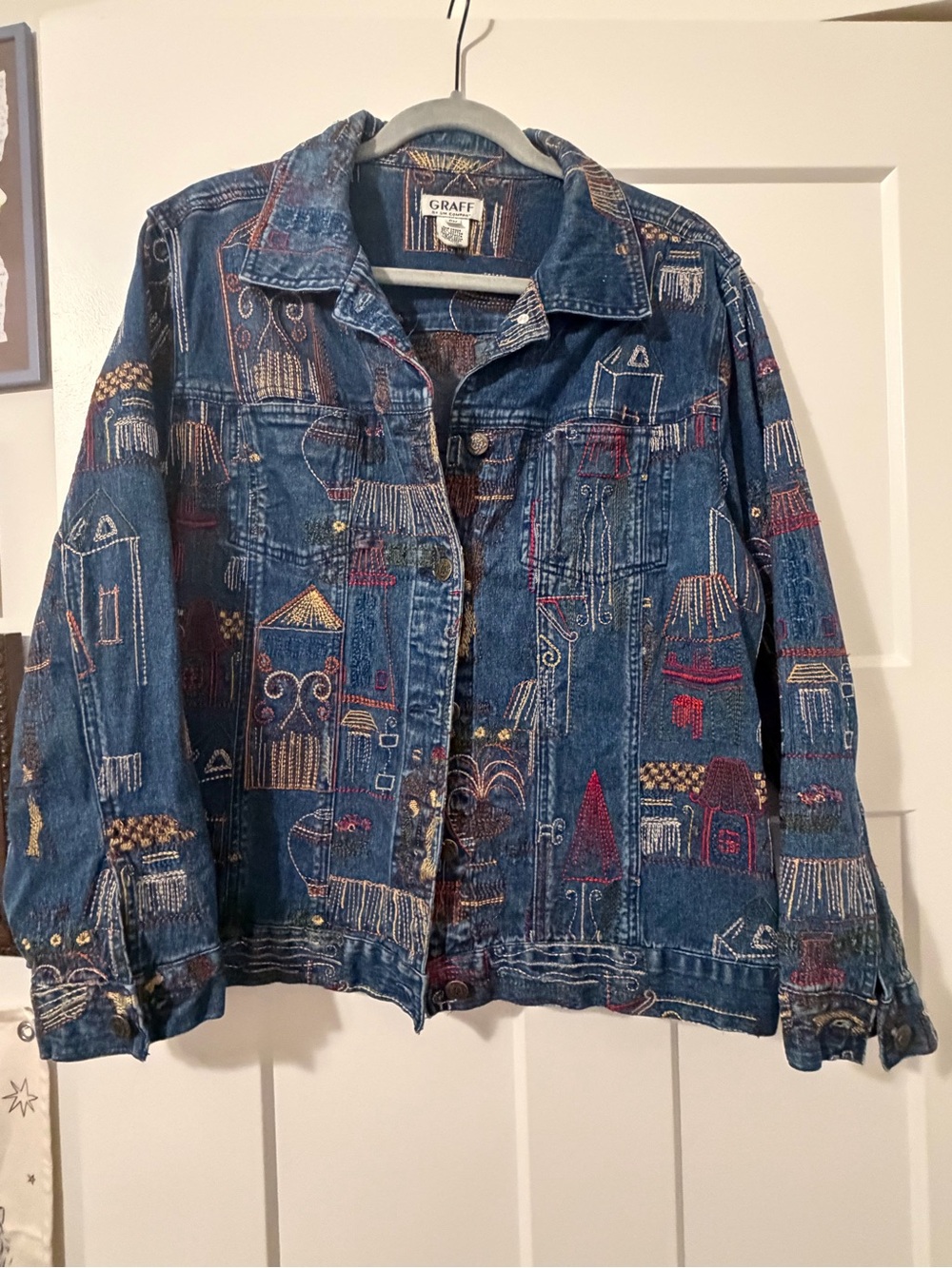 Vintage 90s Embroidered Denim Fall Jacket